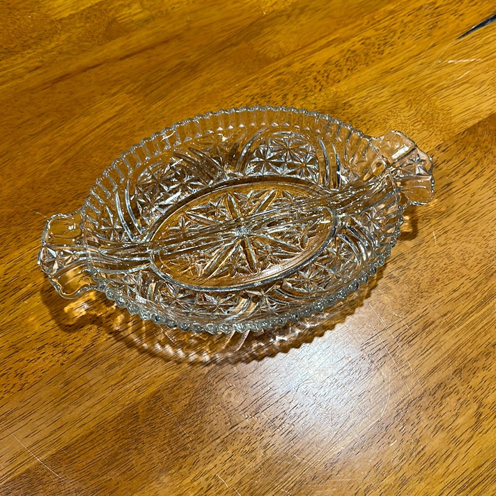 Anchor Hocking Stars and Bars Divided Relish Dish